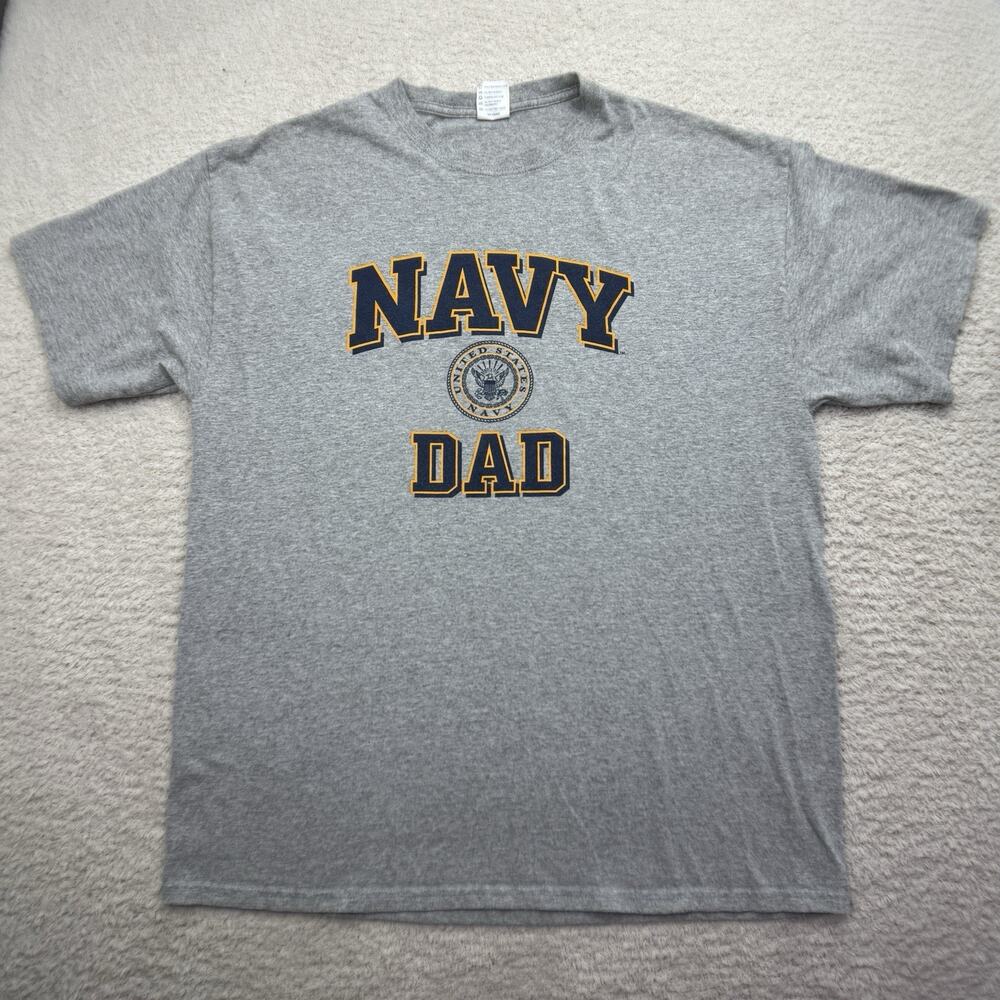 Soffe American TShirt Unisex Navy Dad Sz XL Gray Short Sleeve Honor Courage EUC